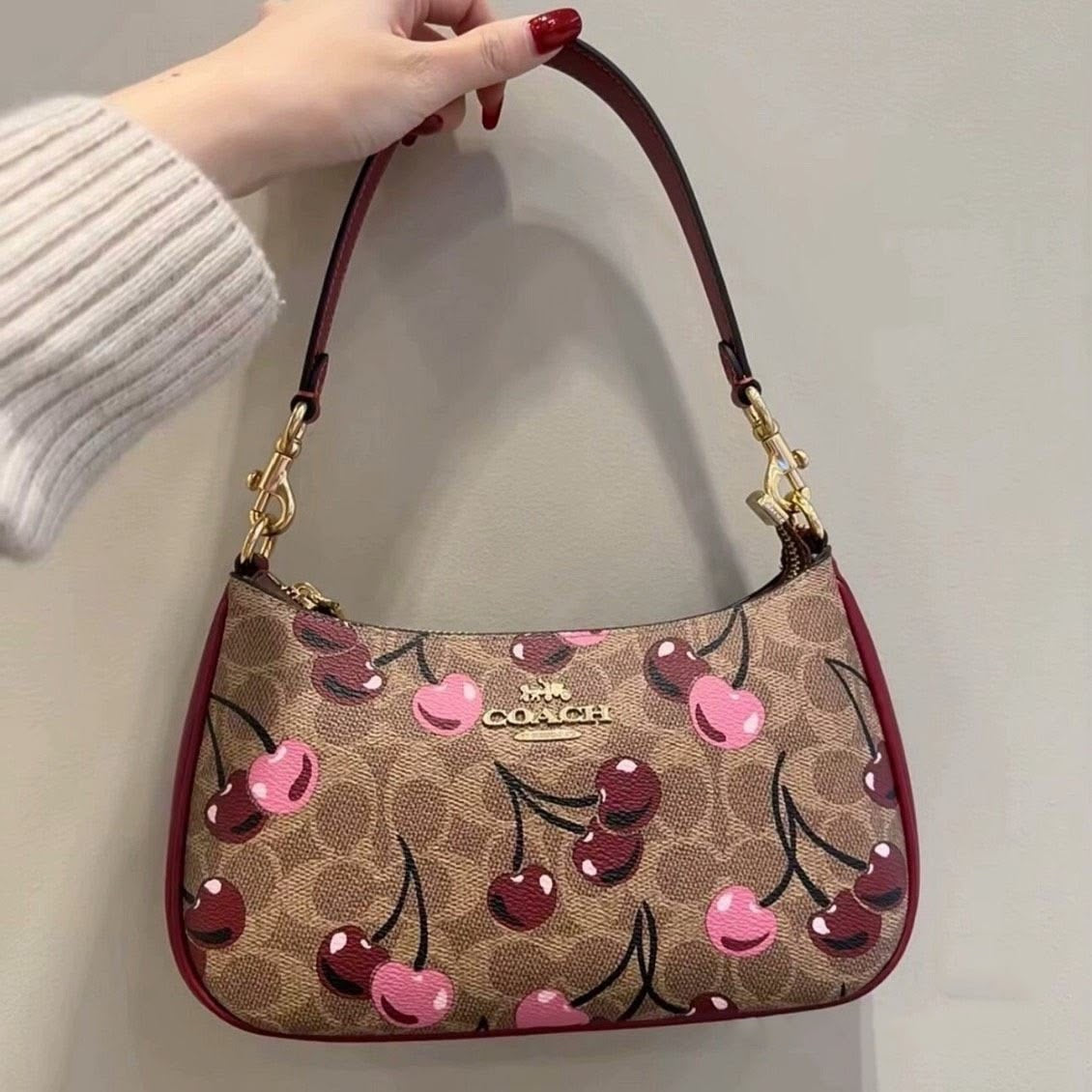COACH TERI SHOULDER BAG WITH CHERRY PRINT