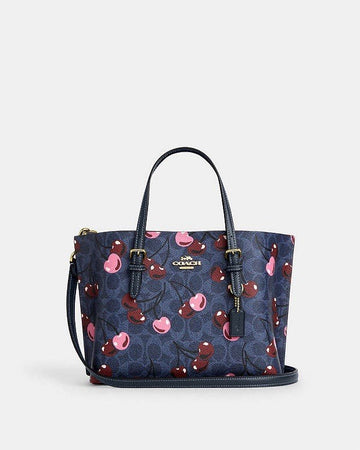 🍒COACH MOLLIE TOTE BAG 25 SIGNATTURE Canvas Cherry Print
