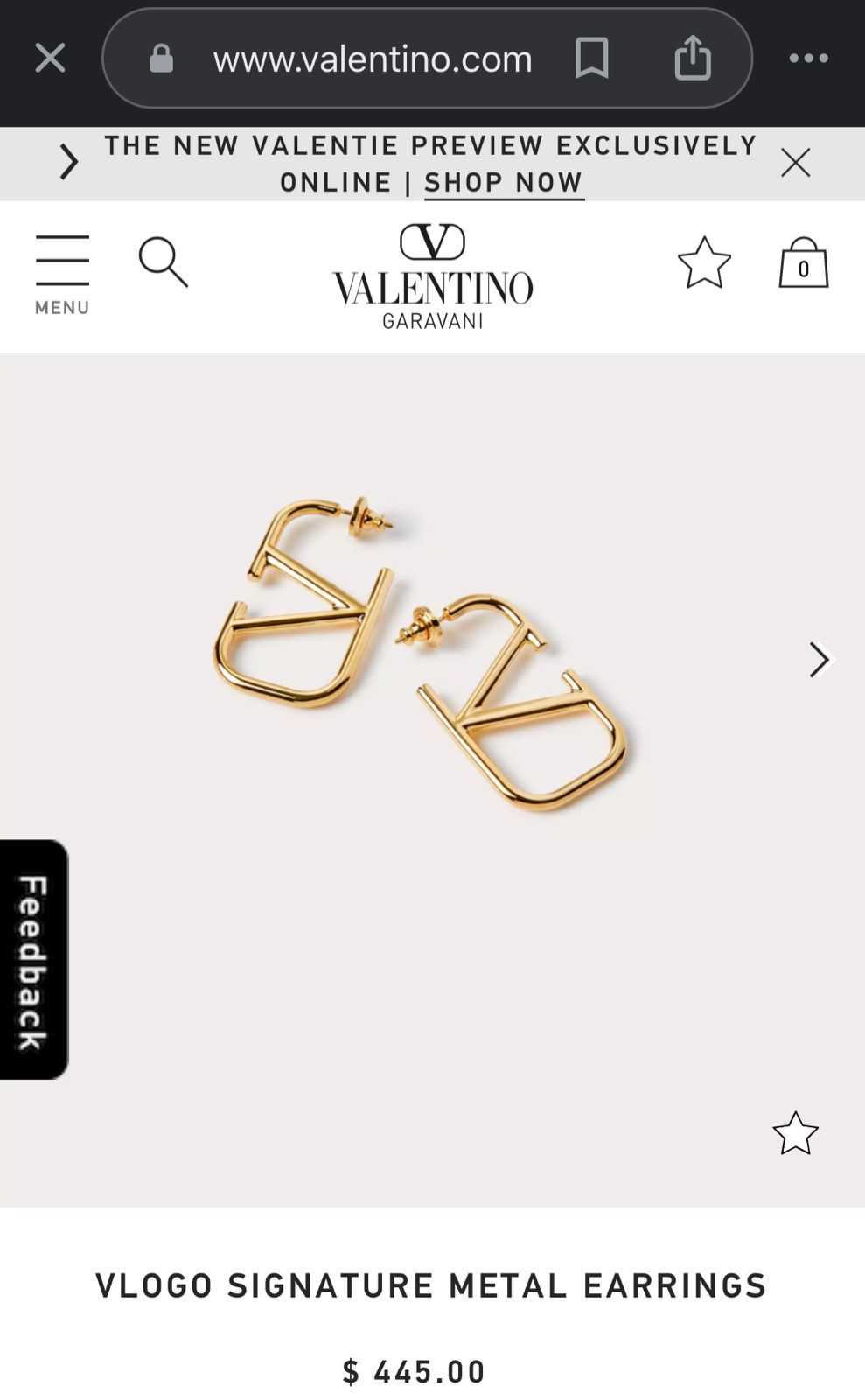 Valentino Garavani VLogo Signature Metal Earrings.