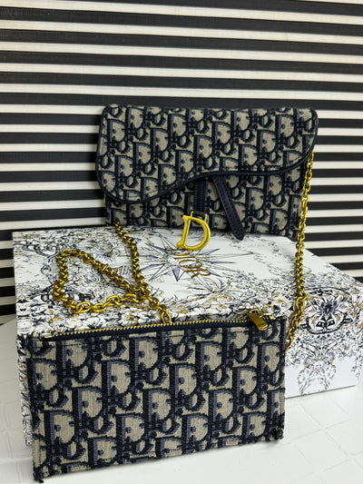 DIOR SMALL SADDLE POUCH WITH CHAIN