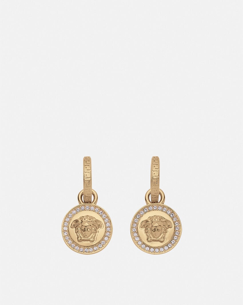 VERSACE CRYSTAL LA MEDUSA GRECA EARRINGS