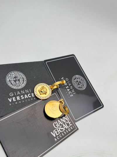VERSACE CRYSTAL LA MEDUSA GRECA EARRINGS