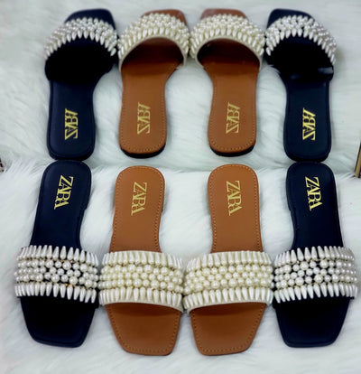 Zara  pearls slippers