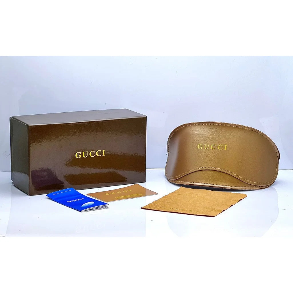 Gucci Rectangular Frame White Injection Sunglasses women model
