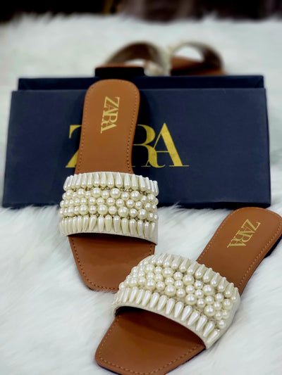 Zara  pearls slippers