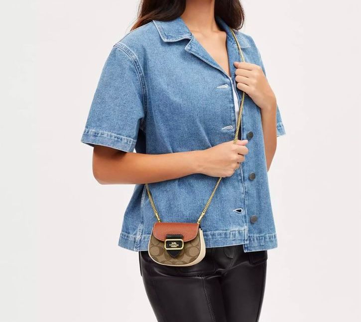 COACH MORGAN CARD CASE ON A CHAIN IN Blocked BAG