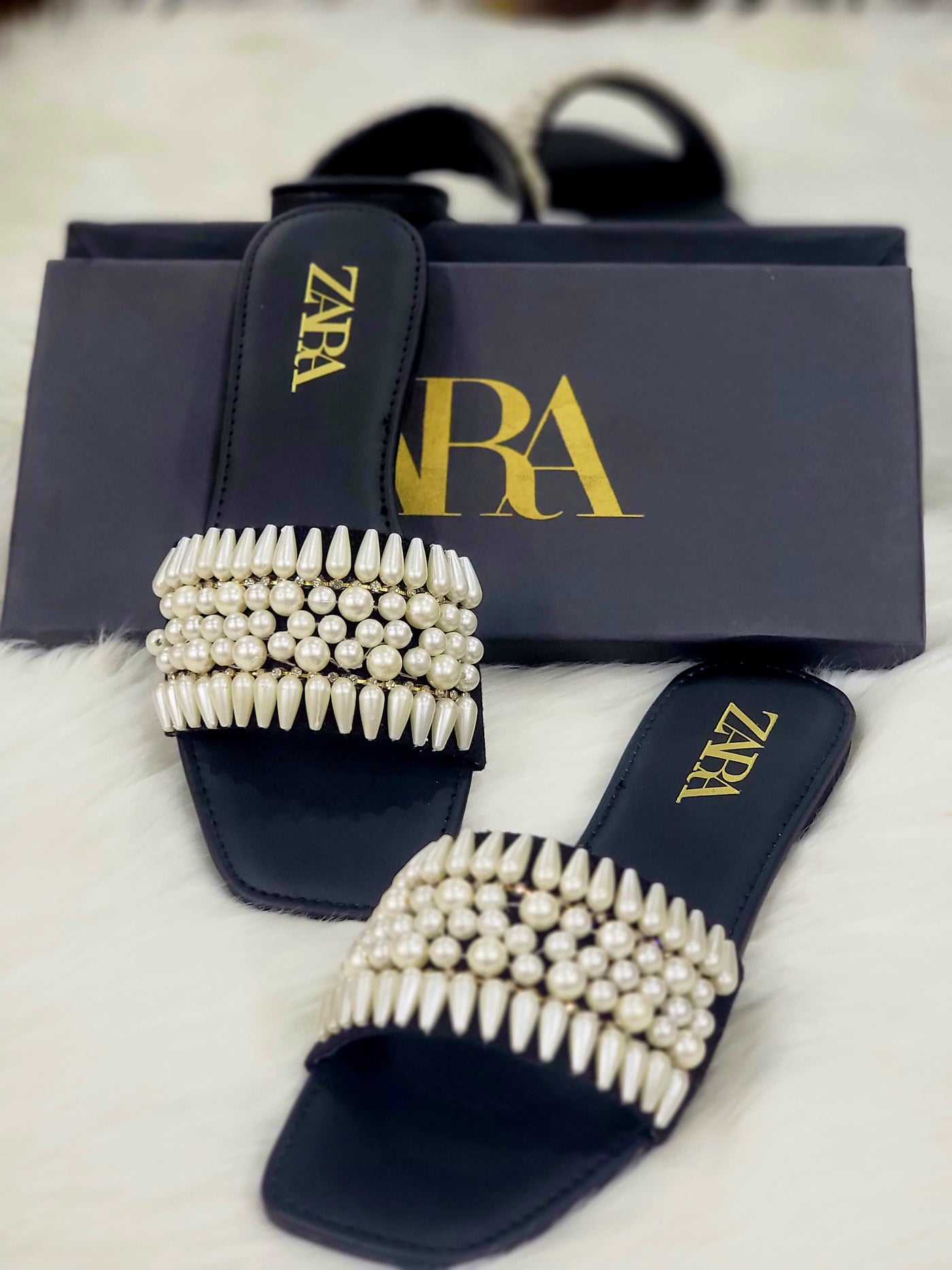 Zara  pearls slippers