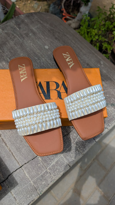 Zara  pearls slippers