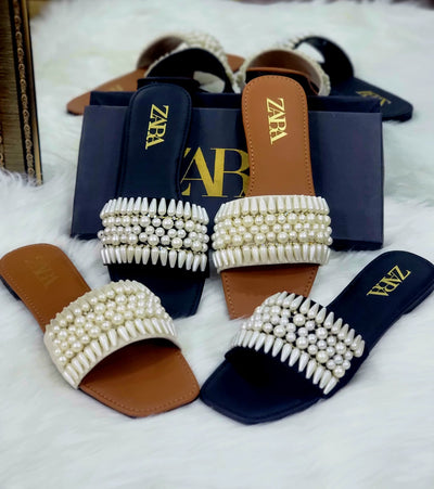 Zara  pearls slippers