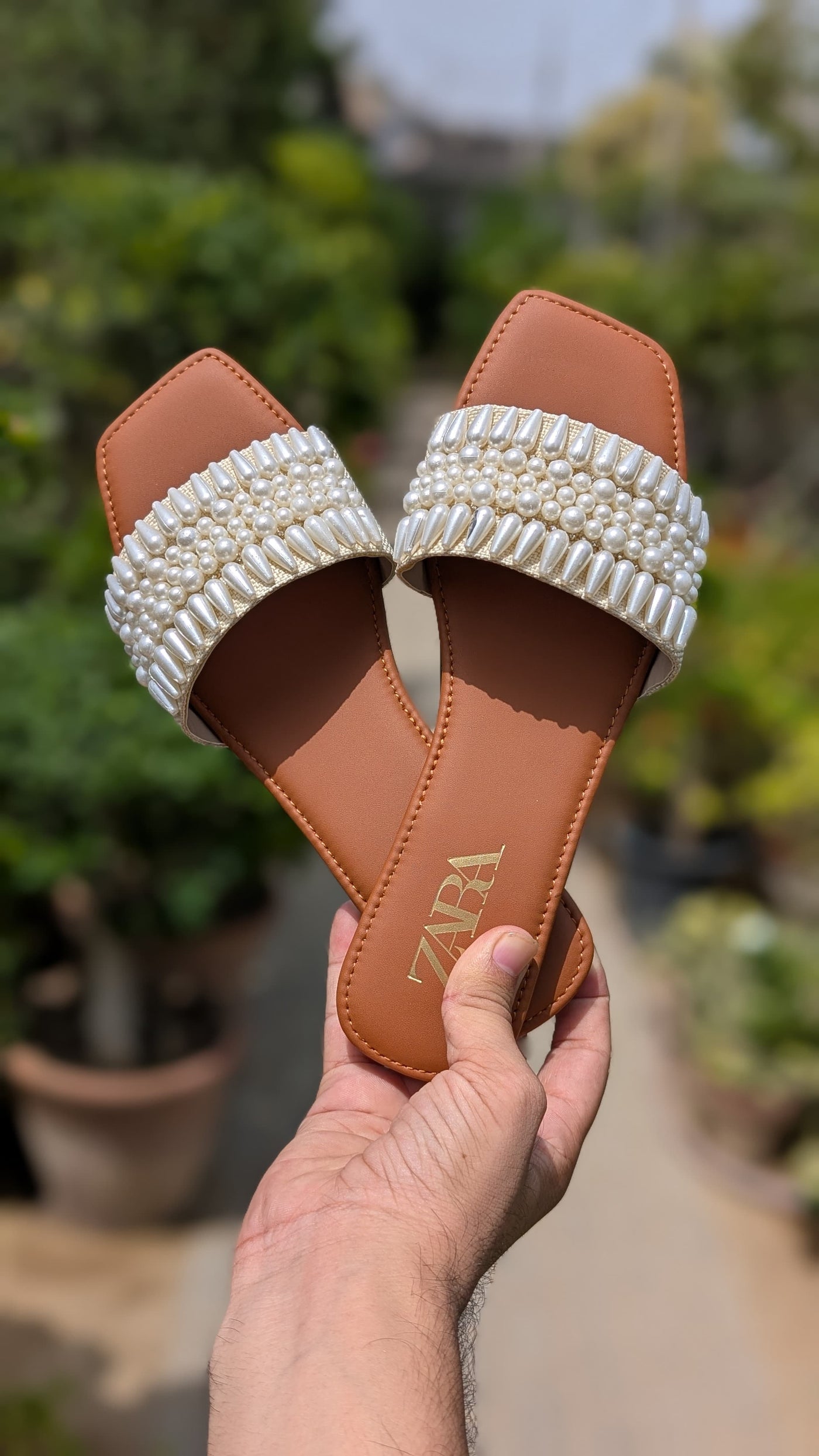 Zara  pearls slippers