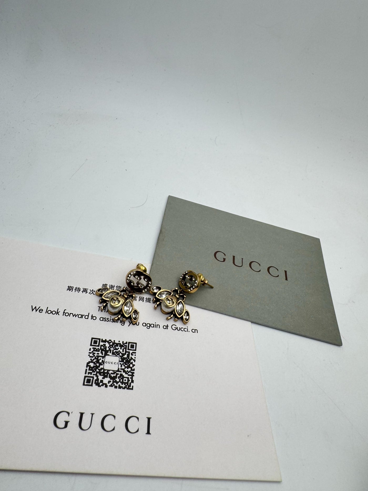 GUCCI Bee-MOTIF CRYSTAL AND FAUX-PEARL EARRINGS