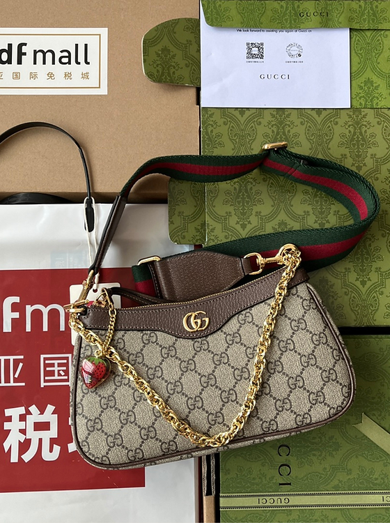 GUCCI OPHIDIA SMALL SHOULDER BAG EBONY