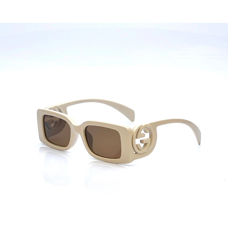 Gucci Rectangular Frame White Injection Sunglasses women model