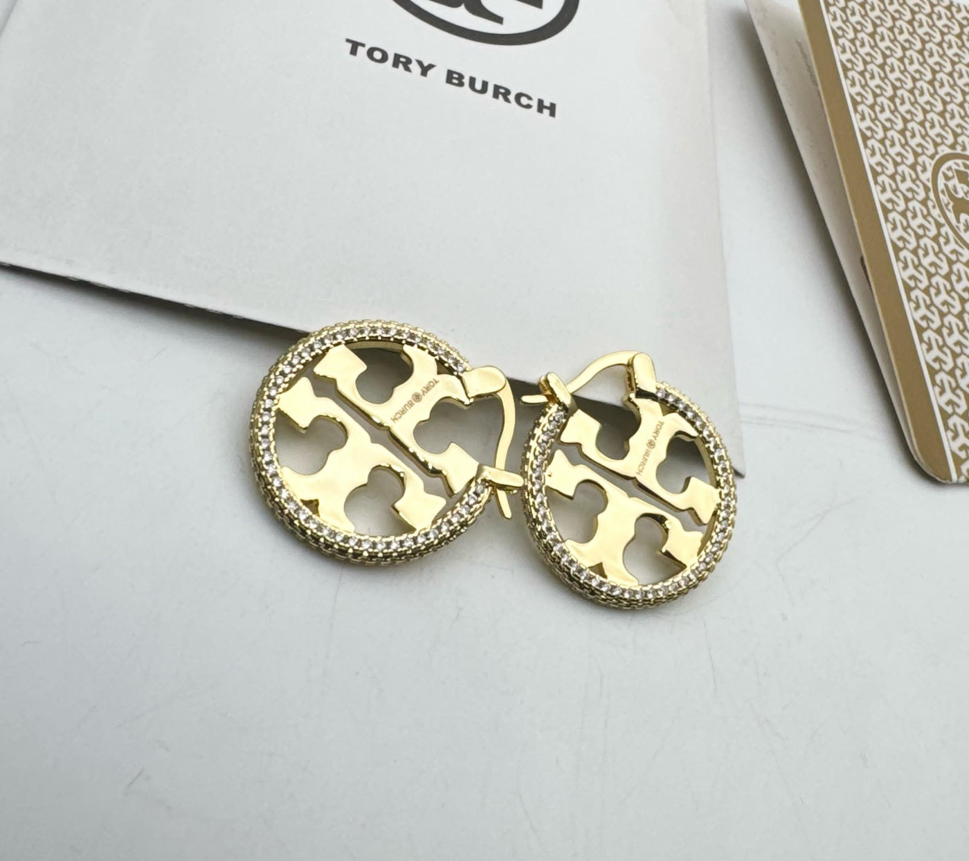 TORY BURCH Miller Pavé Hoop Earrings