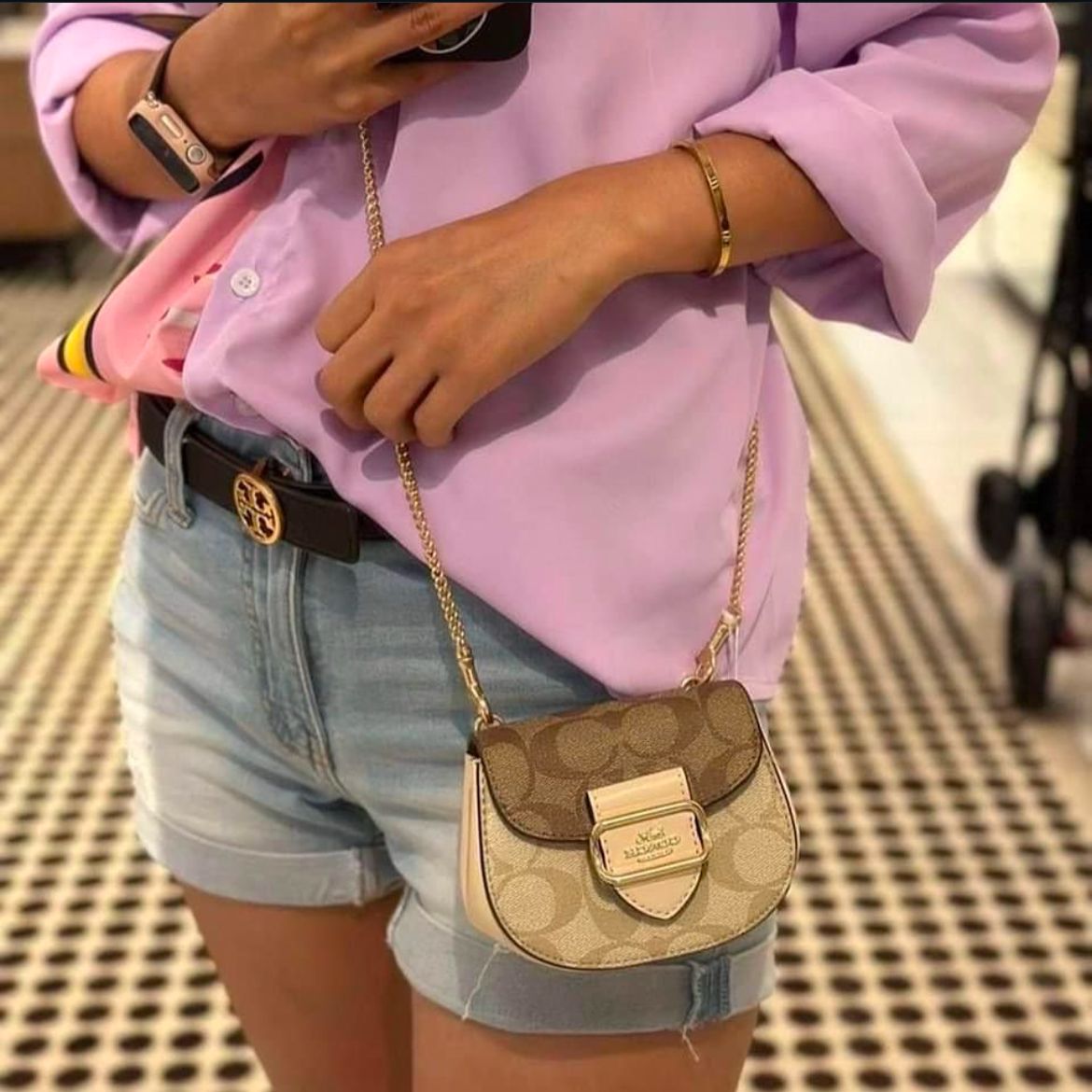 COACH MORGAN CARD CASE ON A CHAIN IN Blocked BAG
