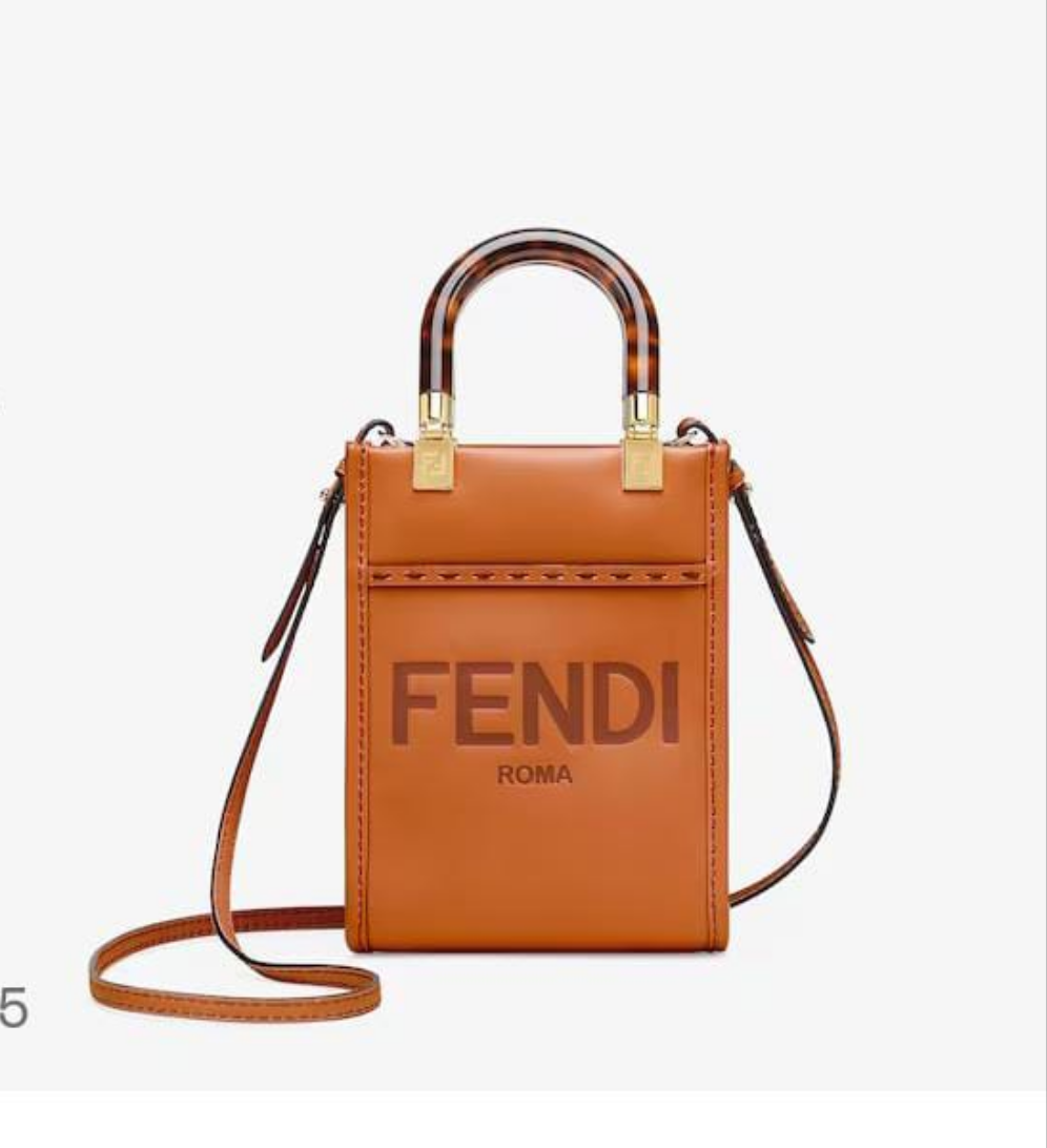 FENDI
MINI SUNSHINE SHOPPER 
BROWN LEATHER MINI-BAG