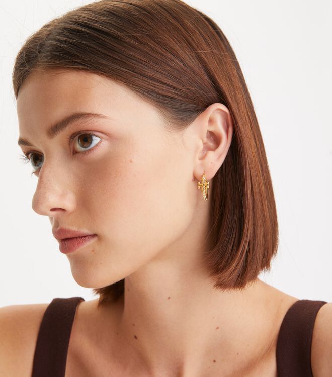 Tory Burch Small Pave Hoop Earrings