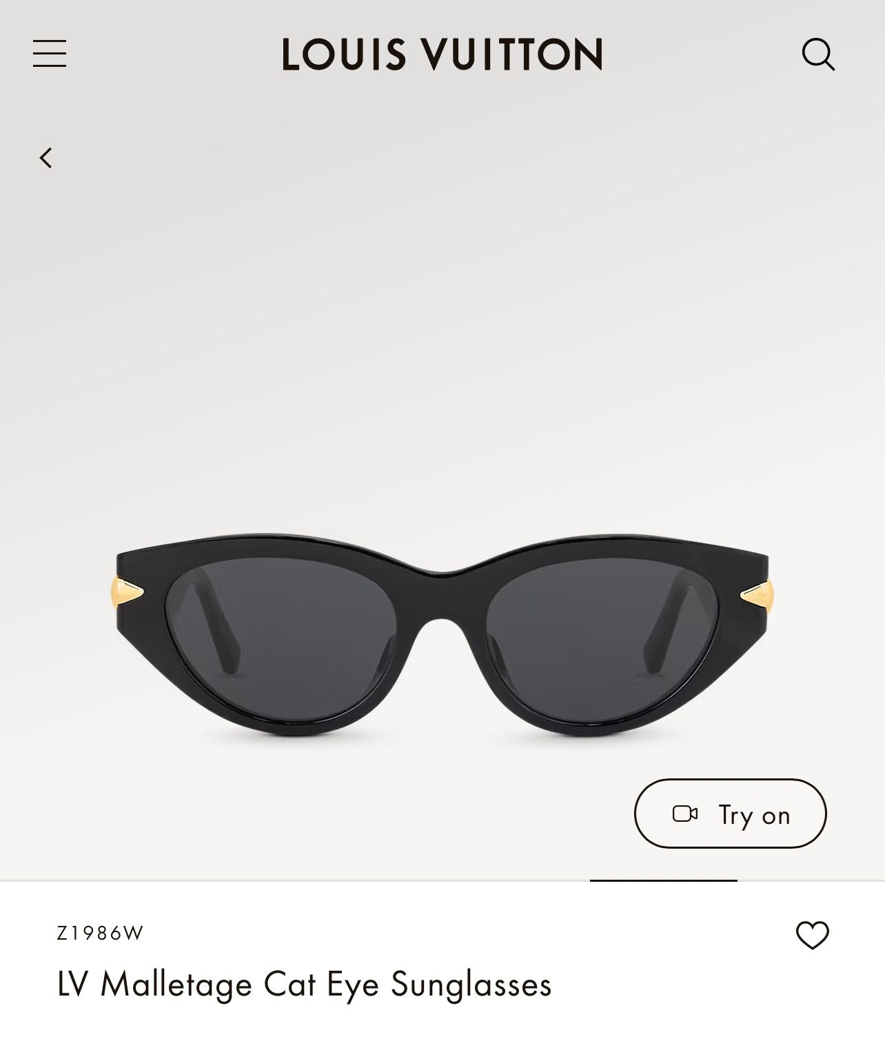 LOUISE VUITTON CAT EYE SUNGLASSES LADIES MODEL