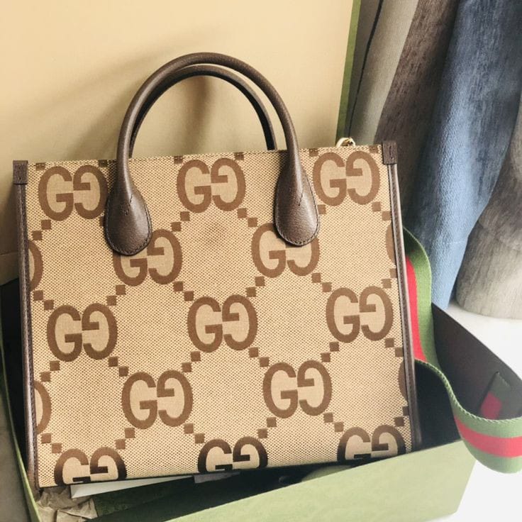 GUCCI BROWN CANVAS TOTE BAG