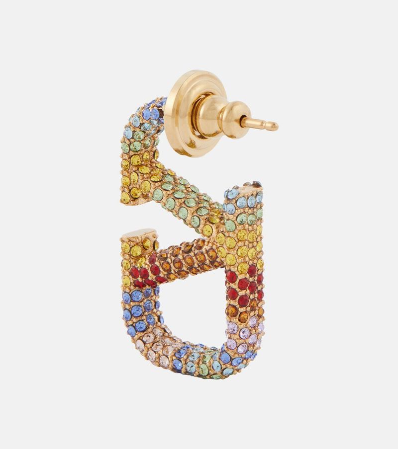 VALENTINO GARAVANI RAINBOW VLOGO SIGNATURE EMBELLISHED EARRINGS