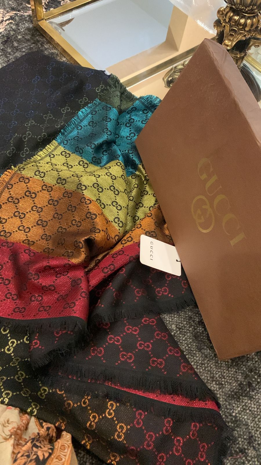 GUCCI GG JACQUARD SHaWL RAINBOW MONOGRAM