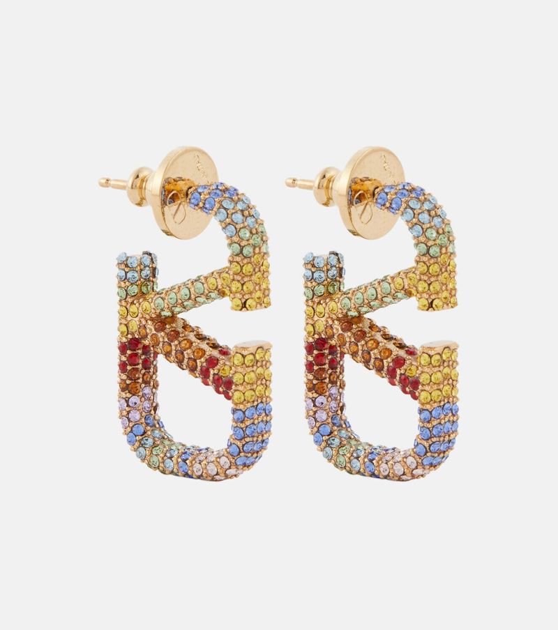 VALENTINO GARAVANI RAINBOW VLOGO SIGNATURE EMBELLISHED EARRINGS