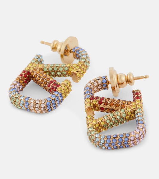 VALENTINO GARAVANI RAINBOW VLOGO SIGNATURE EMBELLISHED EARRINGS