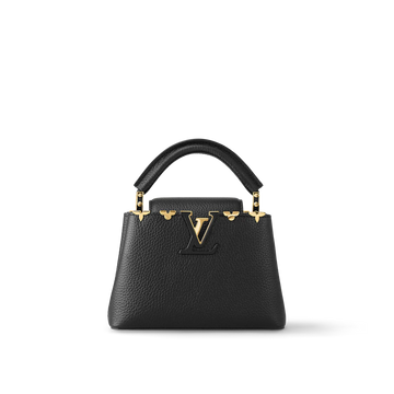 LOUIS VUITTON
BLACK TAURILLON LEATHER FLOWER  CAPUCINES PM BAG