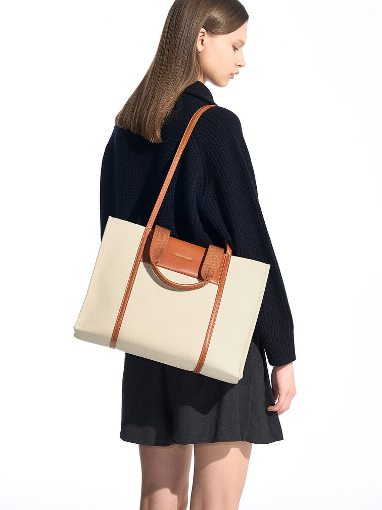 CHARLES&KEITH SHALIA CANVAS TOTE BAG